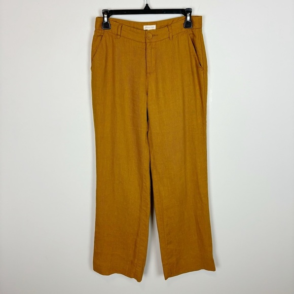 Garnet Hill Classic Linen Trousers in Sandalwood Size 2 - Picture 2 of 11